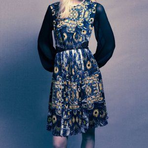 Nicole Richie for Impulse Pleated Peacock Dress S8